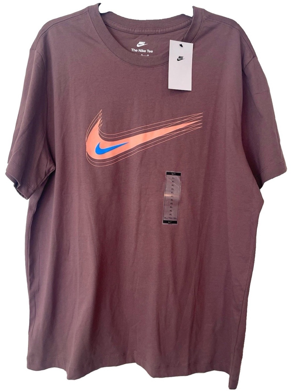 Nike The Nike Tee Men's Crew Neck Plum Brown XL Cotton Jersey Swoosh Logo IU5898